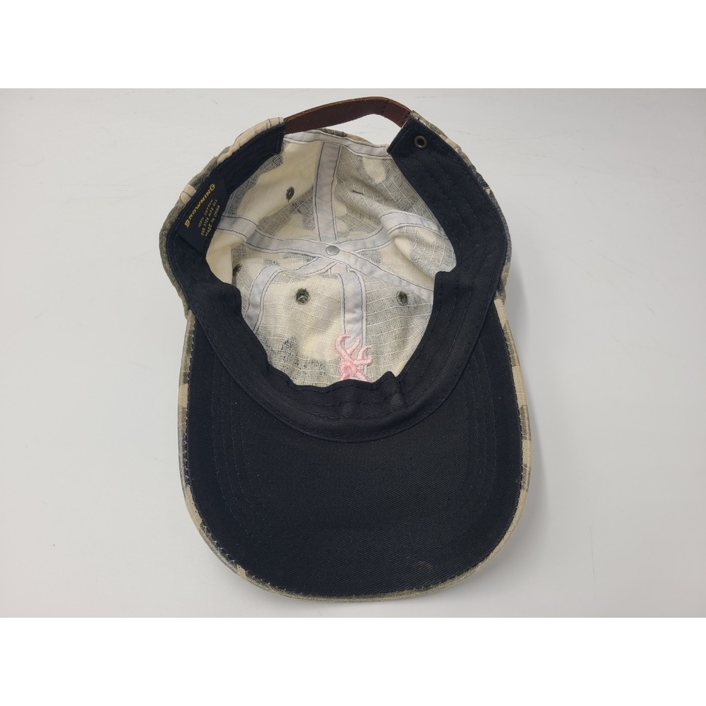 Women Browning Camo Strapback Adjustable Hat Cap Hunt Fish Dad Beige Gray Pink - Picture 10 of 13